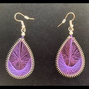 Silver & Purple string teardrop earrings. Bundle & Save